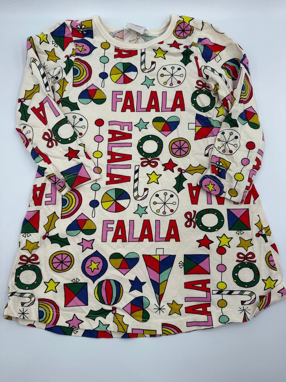 Hanna Andersson fa la la holiday print skater dress 3T